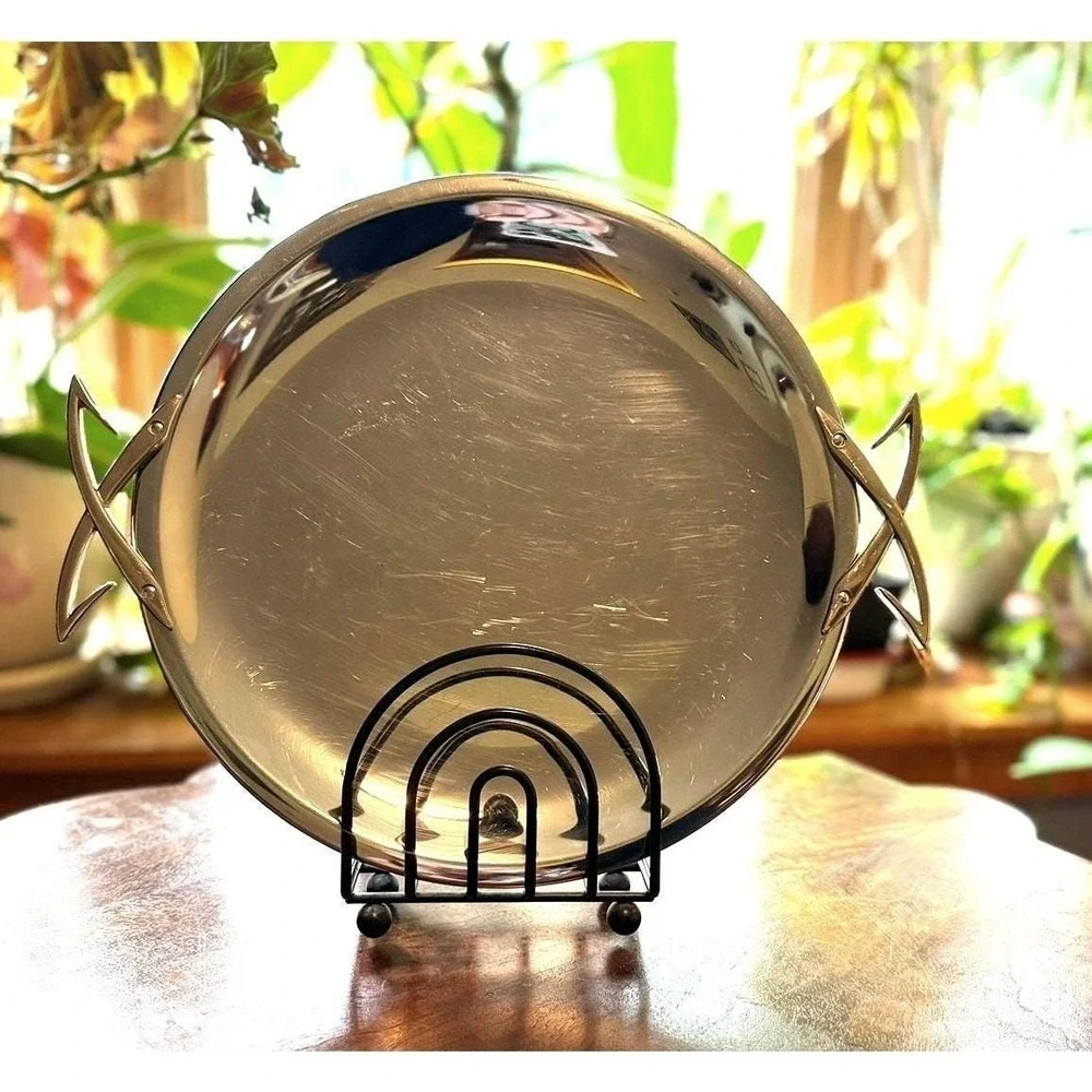 Vintage Chromex Chrome Serving Tray MCM Space Age Atomic Barware Cocktail Atomic